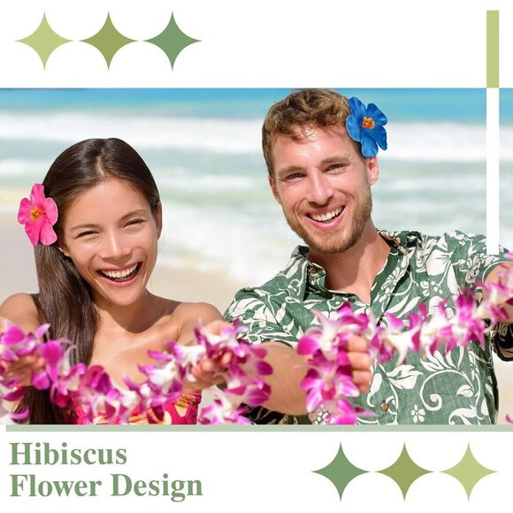 Hibiscus Hair Clips Hawaiian Flowers Assorted Colors Bridal Wedding Beach Decor